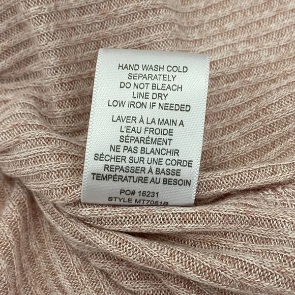 Balletcore Wrap Side Tie Long Sleeve Top | Bobeau Dusty Rose Pink Ribbed Sweater - Picture 14 of 16